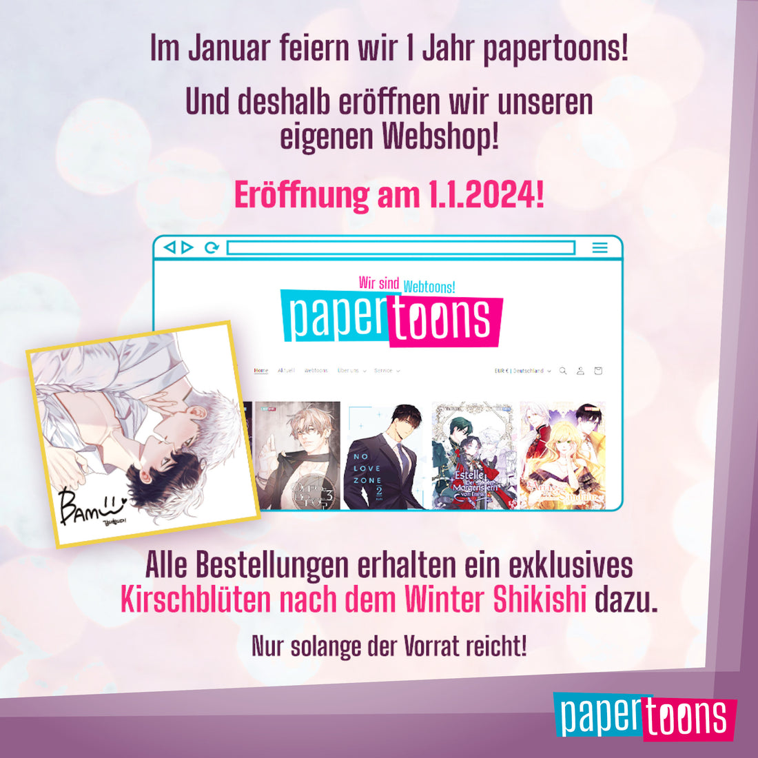 Der Papertoons Webshop öffnet am 1. Januar 2024!