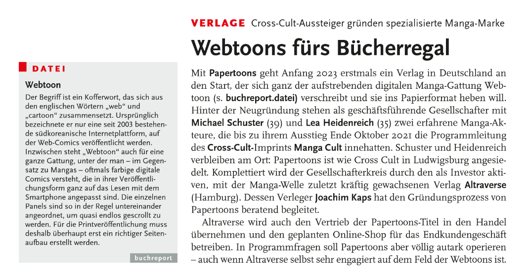 Papertoons im Buchreport